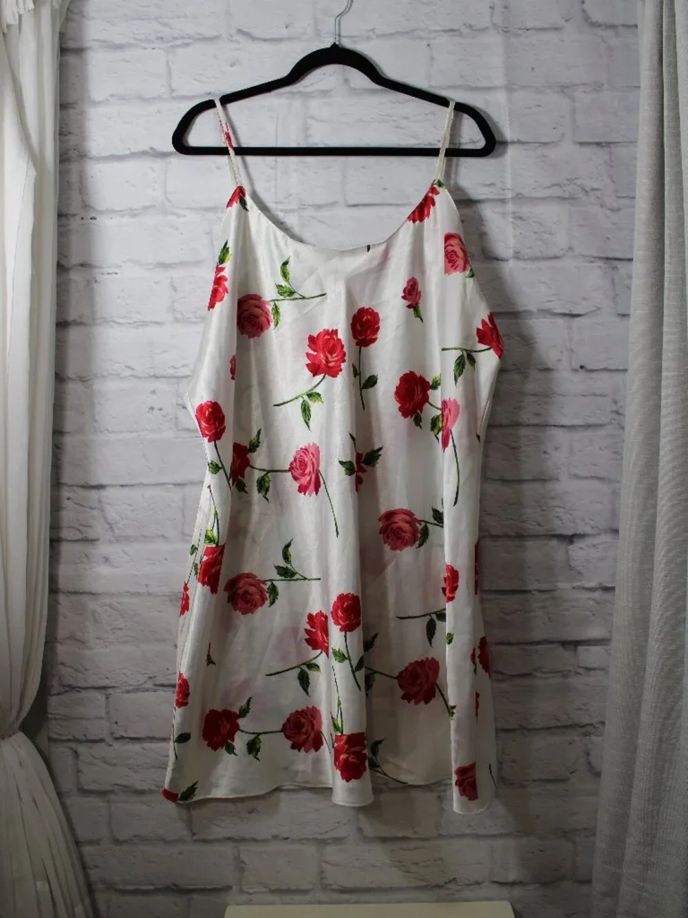 Go Softly Satin Nightgown Plus 3X Strappy Scoop Neck Spring Summer